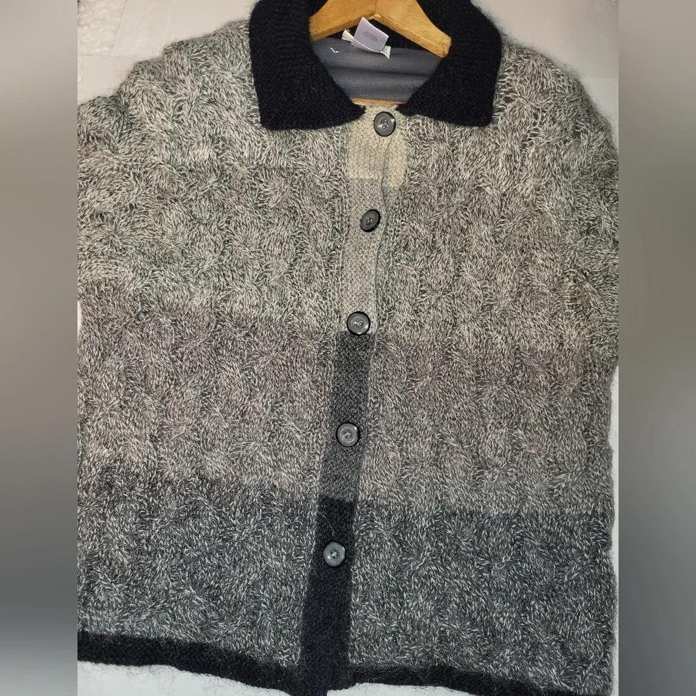 Susan Bristol Mohair Wool Blend Lined Cardigan Coat Size Medium Gray Black‎ - Picture 7 of 11